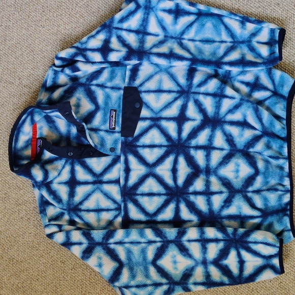 Patagonia Sweaters - Patagonia Snap-T Synchilla fleece pullover sweater, blue tie-dye print, Small
